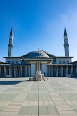 Ali Kuscu Mosque view from courtyard. Modern mosque architecture