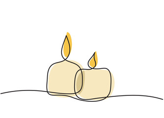 Stylized clip art of two candles in one line vector