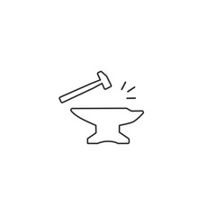 Anvil with hammer icon. Vector illustration