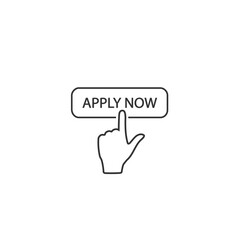 Apply now icon in flat style. Finger cursor vector on white isolated background. Click button business concept