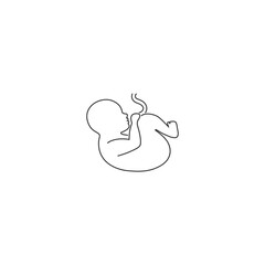 Baby icon, baby in the womb line icon in modern flat style sign. Vector