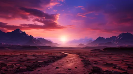 Foto op Aluminium breathtaking landscape road in a desert valley background 16:9 widescreen backdrop wallpapers © elementalicious