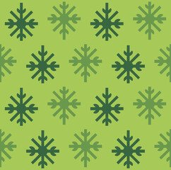 Simple Christmas seamless pattern with geometric motifs. Snowflakes and circles with different ornaments. Retro textile collection. On white background