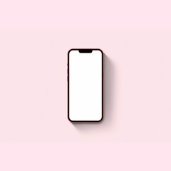3D rendering of a mobile phone with a white screen on a white background
