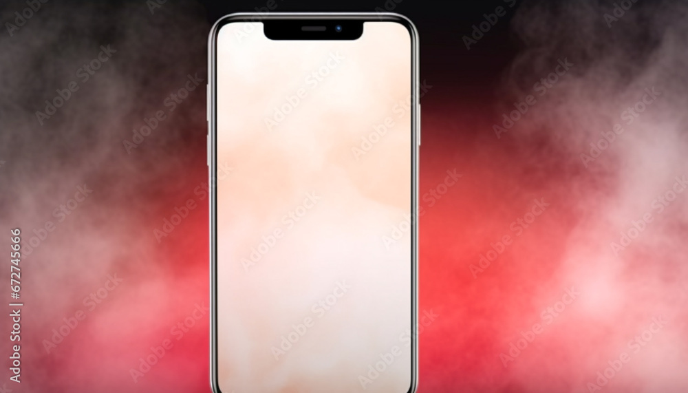 Poster futuristic wireless technology connects smart phone to computer graphic display generated by ai