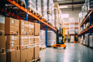 warehouse of product with high technology management, AI generate