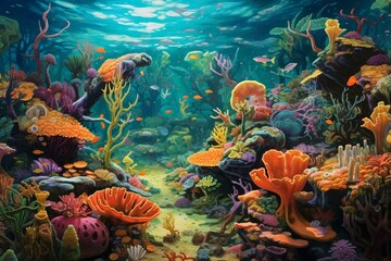 Fototapeta na wymiar An underwater world full of vibrant life. Generative AI