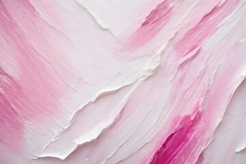  Closeup of abstract pink and white texture background.. Oil, acrylic brushstroke, pallet knife paint on canvas (Generative Ai)