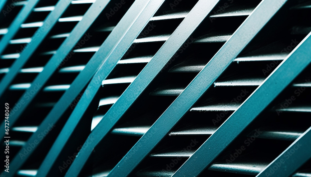 Poster abstract metallic grid pattern reflects modern architecture in steel industry generated by ai