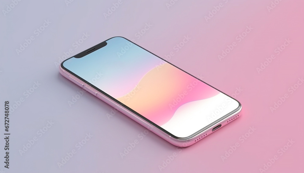 Poster modern smart phone with touch screen and wireless technology connection generated by ai