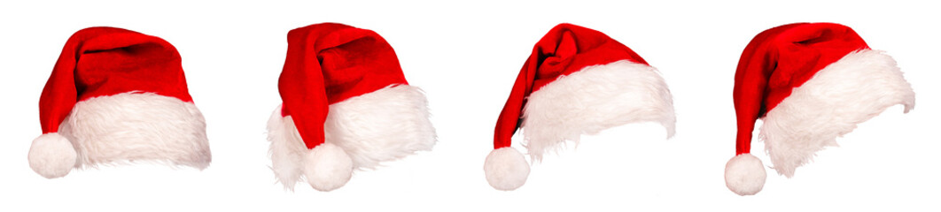 Red Santa Claus Christmas hat isolated cutout on transparent png