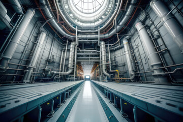Inside a nuclear reactor in a power plant or science institute