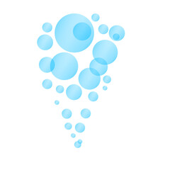 Blue fizzing air bubbles under flowing water