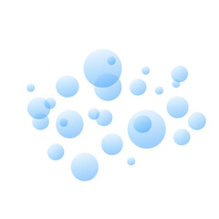 Blue fizzing air bubbles under flowing water