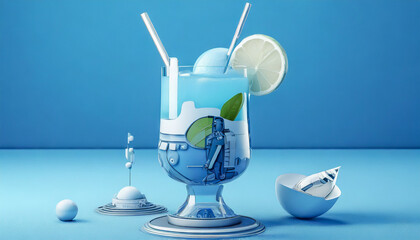 Space Age Blue Cocktail Drink