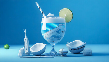 Fototapeta na wymiar Space Age Blue Cocktail Drink