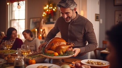 Family on a Thanksgiving Day Dinner