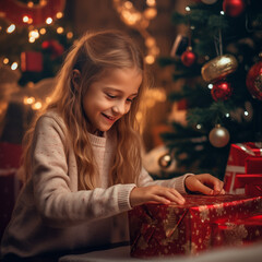 Obraz na płótnie Canvas girl with christmas presents