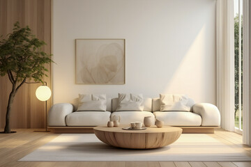 Modern living room design in muted earth colors