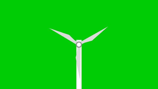 Animation of a windmill producing environmentally friendly electrical energy with three propellers, green background