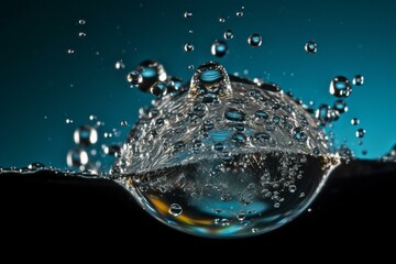 Action of water being dispersed into small droplets. Generative AI