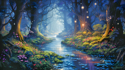 Enchanted magical forest - obrazy, fototapety, plakaty
