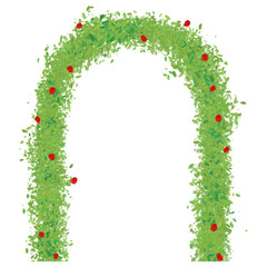 Tree tunnel, arch with tree branches, flower arches, garden door