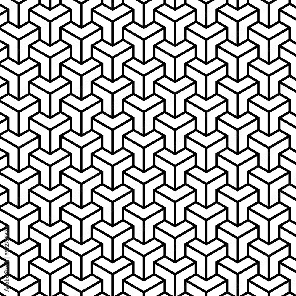 Poster abstract cube geometric seamless pattern background. geometric shape monochrome concept. vector illu