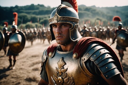 Römischer Legionär im Kampf zur Illustration geschichtlicher Inhalte