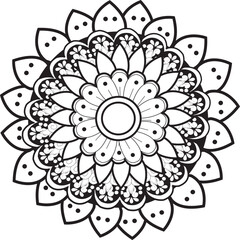 luxury mandala art with white and black abstract floral design