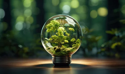 Foto op Plexiglas Green energy concept, light bulb with growing tree inside. © Andreas