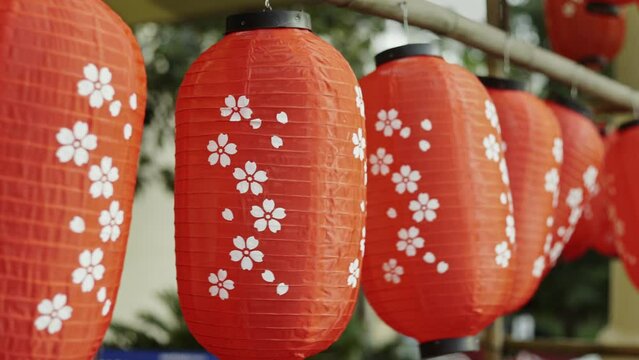 Japanese lanterns decorated in food festival.