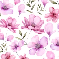 Fototapeta na wymiar Lilly watercolor floral with seamless pattern