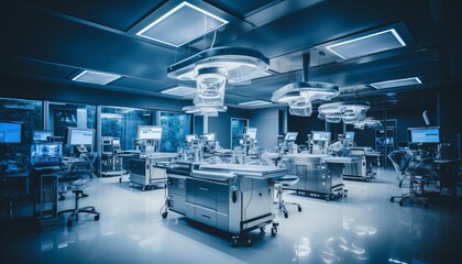 Modern operating room equipment and advanced medical devices for precise surgical procedures - obrazy, fototapety, plakaty