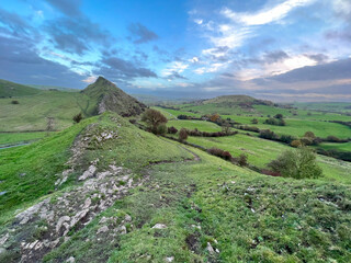 Fototapeta premium Stunning landscape image of Chrome Hill in Peak District National Park in UK during beautiful Autumn day