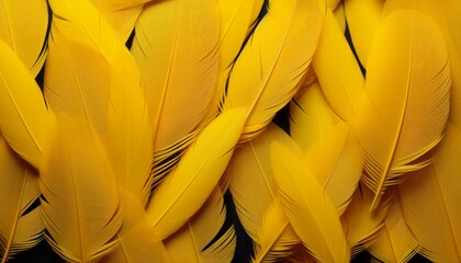 Yellow feathers texture background  digital art with highly detailed, large bird feathers