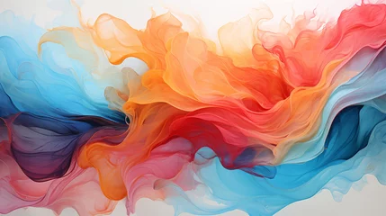 Fotobehang Abstract background with multicolored flowing fabric. AI Generative © k_e_n