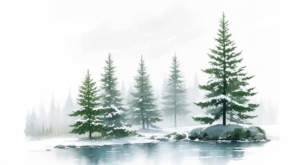 christmas trees with snow