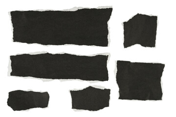 Papel rasgado de color negro sobre fondo blanco, recurso gráfico - obrazy, fototapety, plakaty