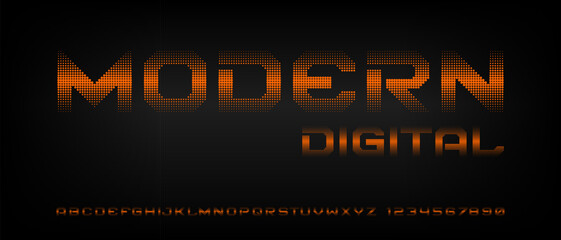 Digital modern futuristic alphabet font with urban style template