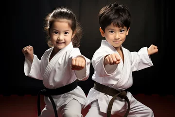 Fotobehang Asian kids karate martial arts © Kien