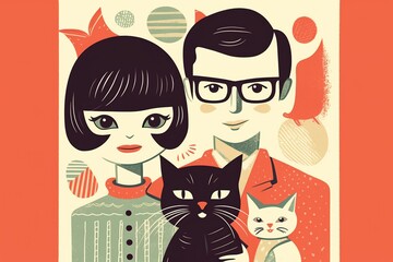 Man and woman holding cat