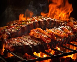 It is possible to cook the perfect Texan BBQ and honey glazed back ribs on a flaming BBQ.