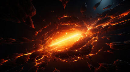 Orbital Blaze: A Sci-Fi Orange Burst on a Dark Expanse