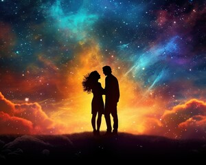 In love in love image is a sky dream and a couple falling in love.