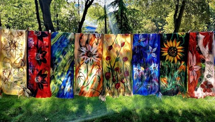 Fototapeta premium Batik textiles produced at Tbilisi