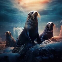 Fur seals, Cape Du Couedic, Flinders Chase National Park, Kangaroo Island, SA, Australia - obrazy, fototapety, plakaty
