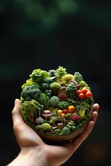 Naklejka na ściany i meble Nutrition à Portée de Main : Scène de Régime Sain avec Mini Légumes et Agriculture Biologique