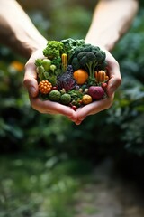 Naklejka na ściany i meble Nutrition à Portée de Main : Scène de Régime Sain avec Mini Légumes et Agriculture Biologique
