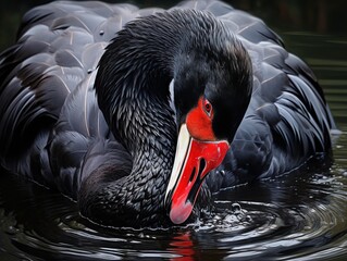 of a black swan cleaning it s feathers